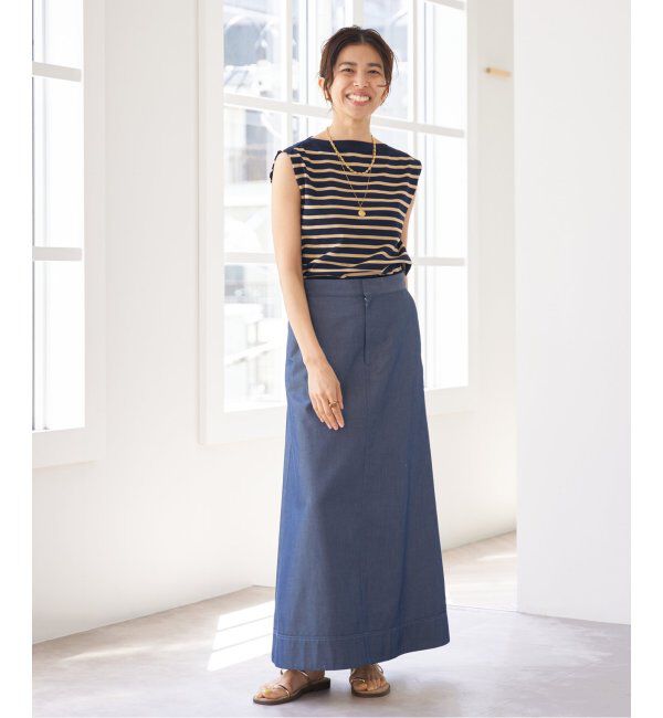 IENA「《追加》SEATTLE 度詰め ボーダー ノースリーブ」|ニット・セーター|