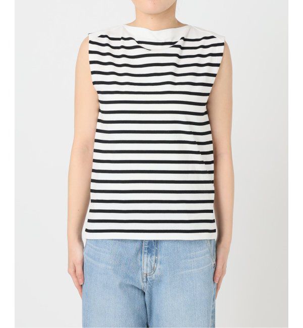 IENA「《追加》SEATTLE 度詰め ボーダー ノースリーブ」|ニット・セーター|