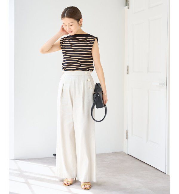 IENA「《追加》SEATTLE 度詰め ボーダー ノースリーブ」|ニット・セーター|