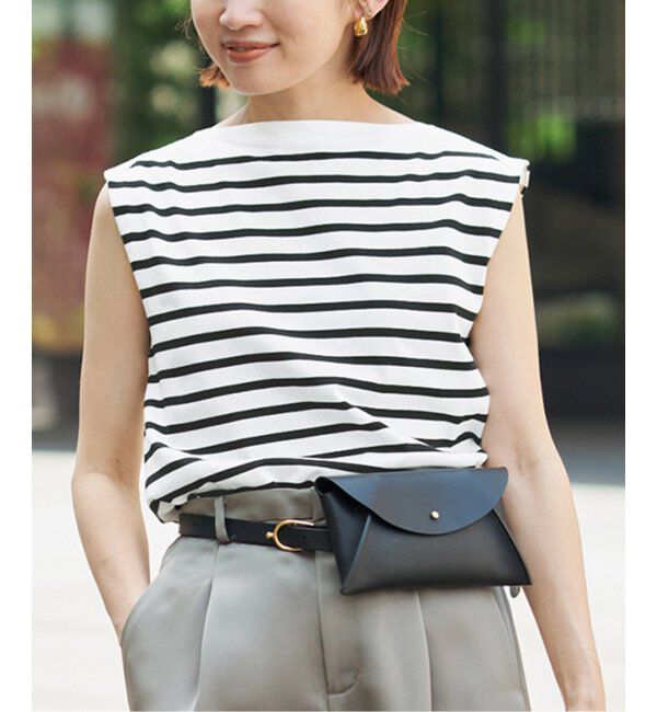 IENA「《追加》SEATTLE 度詰め ボーダー ノースリーブ」|ニット・セーター|