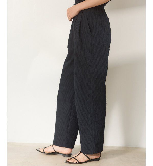 IENA「BLACK シアサッカーパンツ」|スラックス|