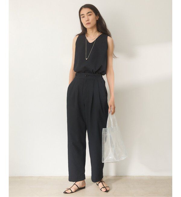 IENA「BLACK シアサッカーパンツ」|スラックス|