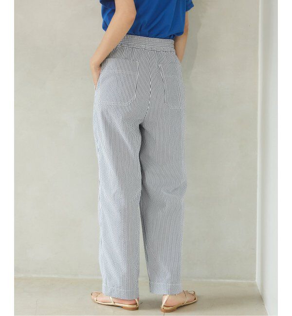 IENA「BLACK シアサッカーパンツ」|スラックス|