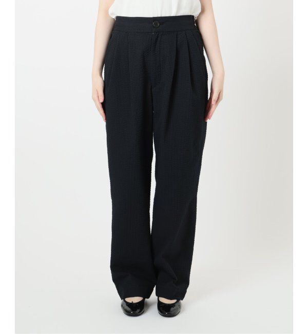 IENA「BLACK シアサッカーパンツ」|スラックス|