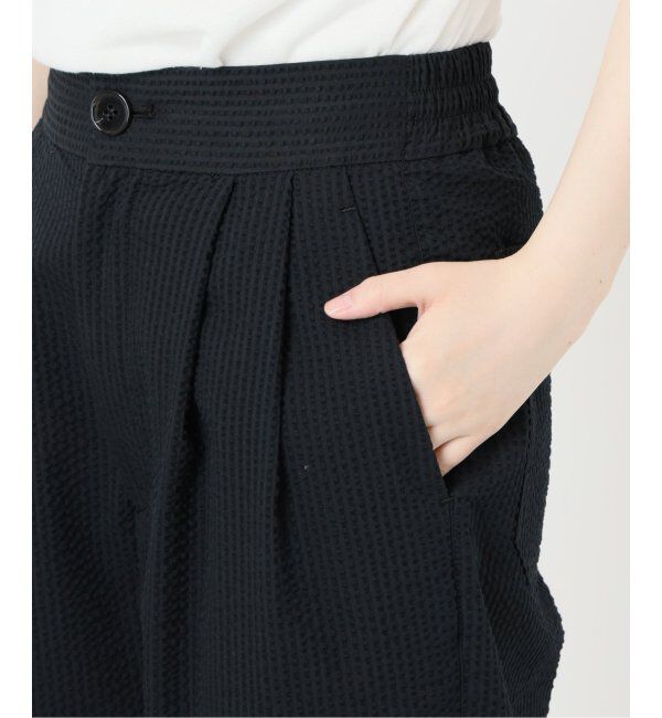 IENA「BLACK シアサッカーパンツ」|スラックス|