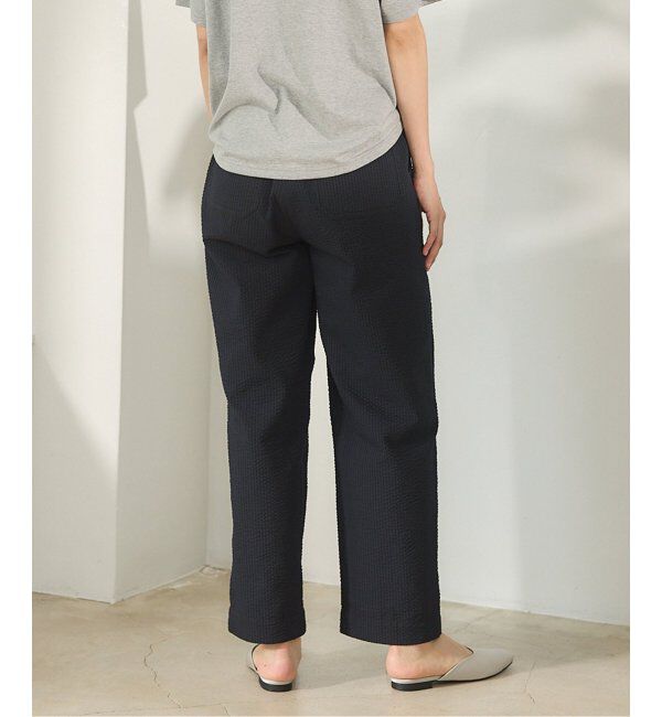 IENA「BLACK シアサッカーパンツ」|スラックス|