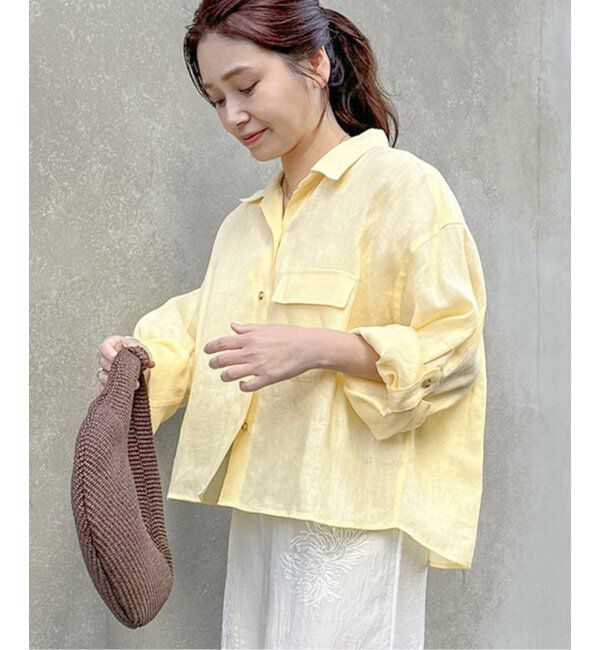 JOURNAL STANDARD「リネンレギュラーロールアップシャツ」|シャツ・ブラウス|イエロー