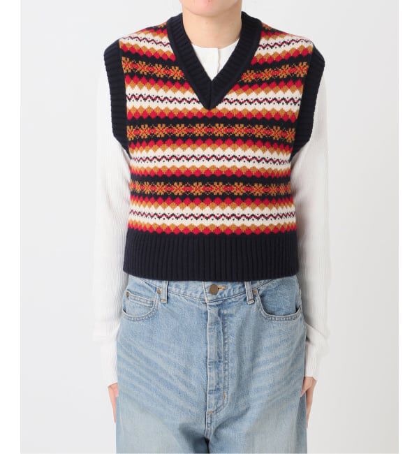 journal standard L'essage「【INSCRIRE /アンスクリア】Fairisle Tight Fit V Neck Vest：ベスト」|ベスト・ジレ|