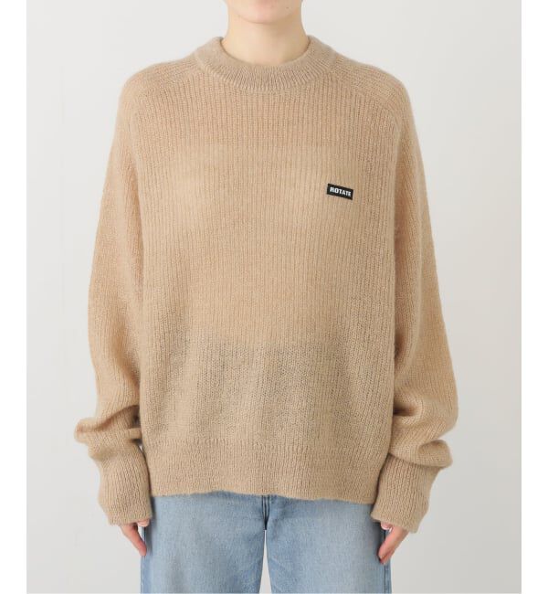 journal standard L'essage「【ROTATEローテート】Light Knit Logo Sweater：ニット」|ニット・セーター|ベージュ