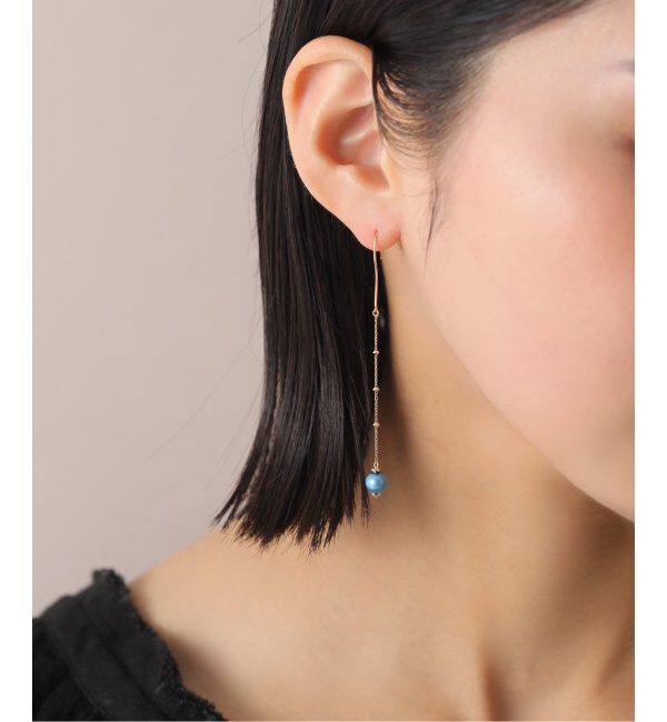 Lilas by Spick&Span「インディゴパールソロバンミラーピアス K10（両耳）」|ピアス|