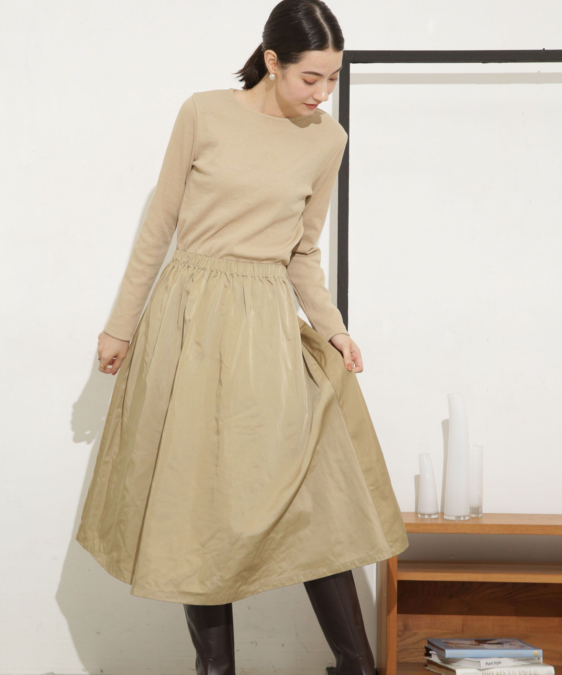 nano･universe「ドッキングワンピース」|ワンピース|ベージュ