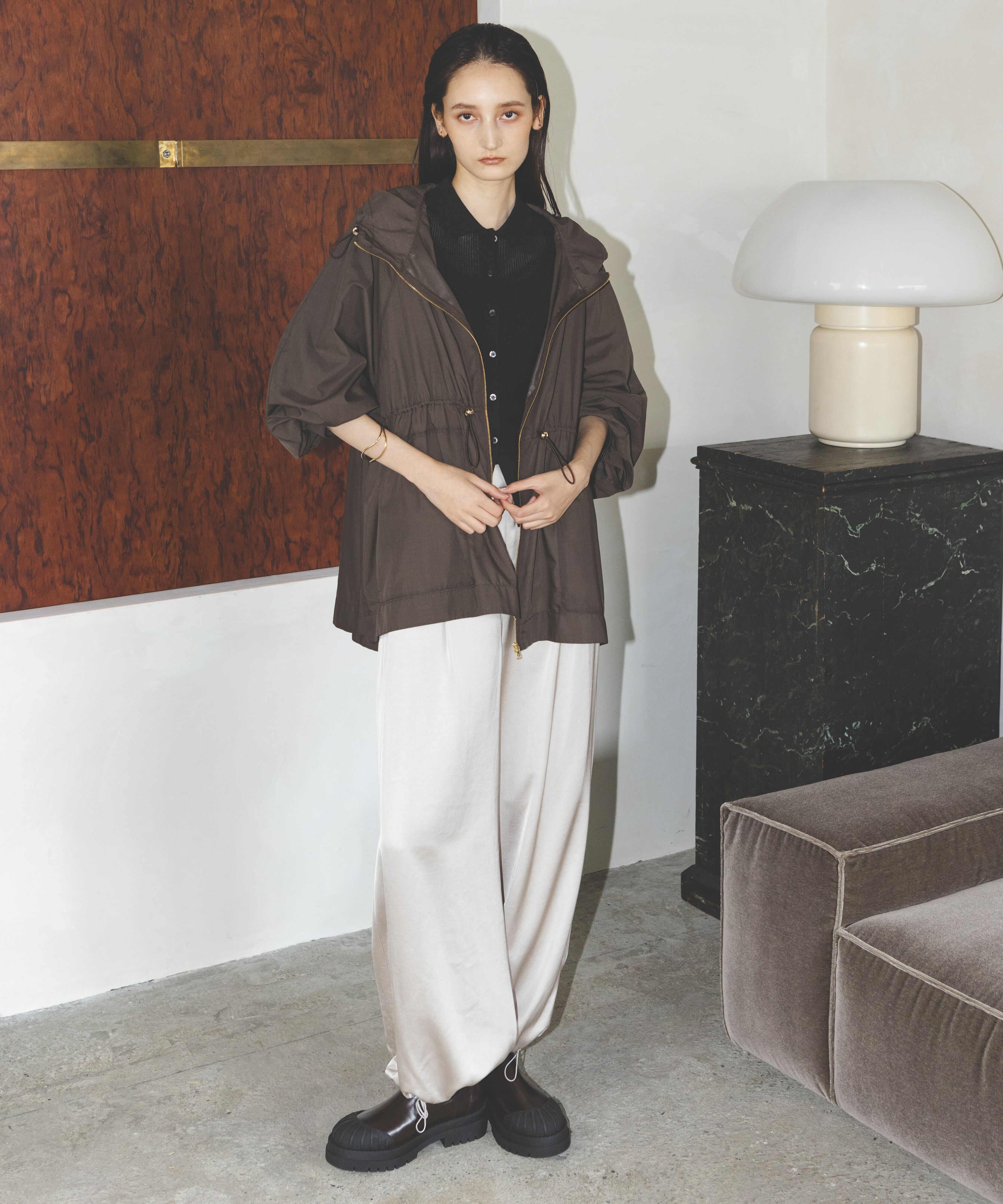 nano･universe「2WAYサテンワイドパンツ」|チノ|