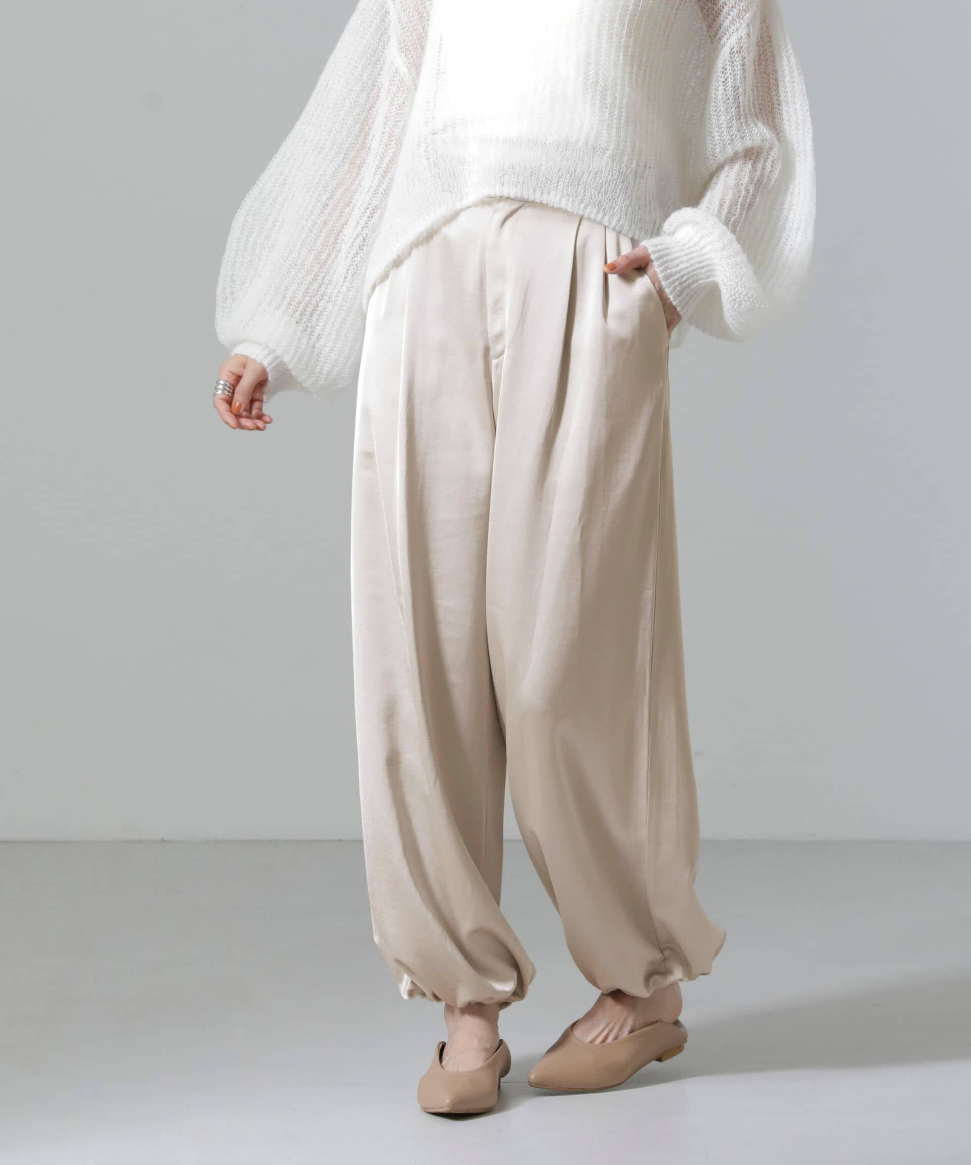 nano･universe「2WAYサテンワイドパンツ」|チノ|