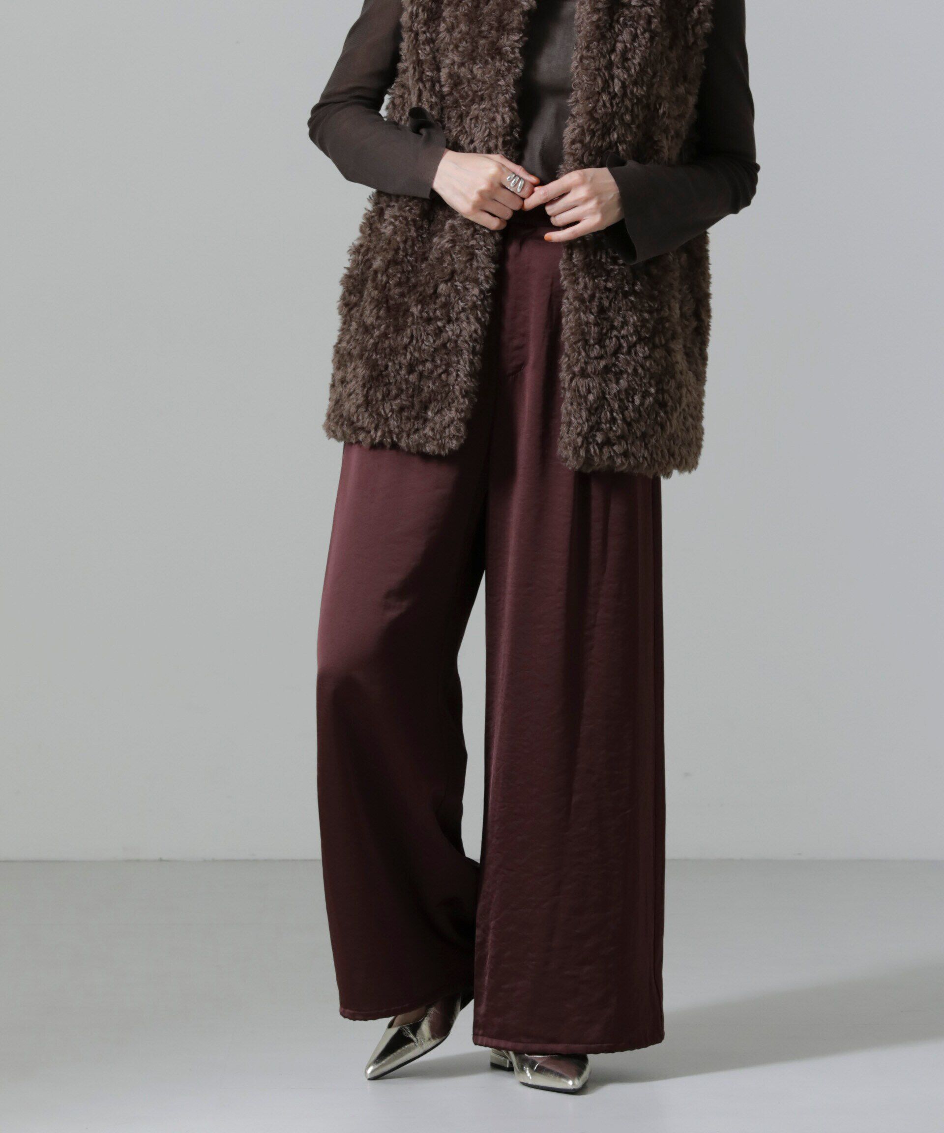 nano･universe「2WAYサテンワイドパンツ」|チノ|