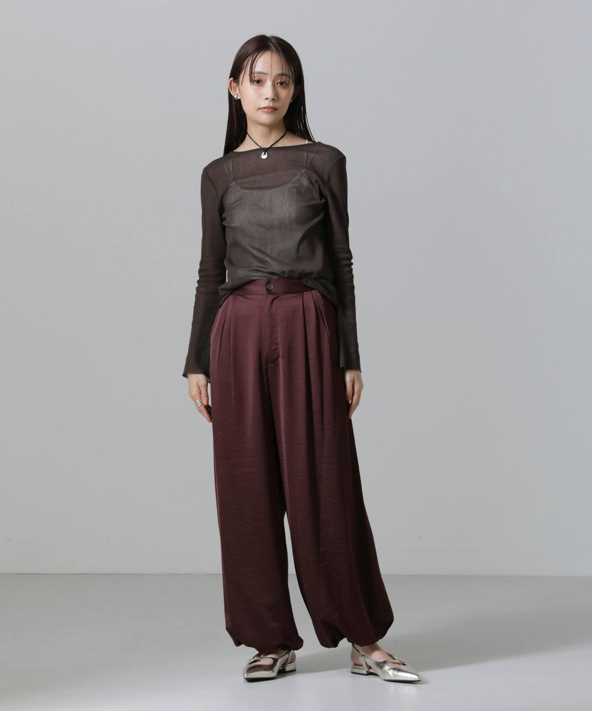 nano･universe「2WAYサテンワイドパンツ」|チノ|