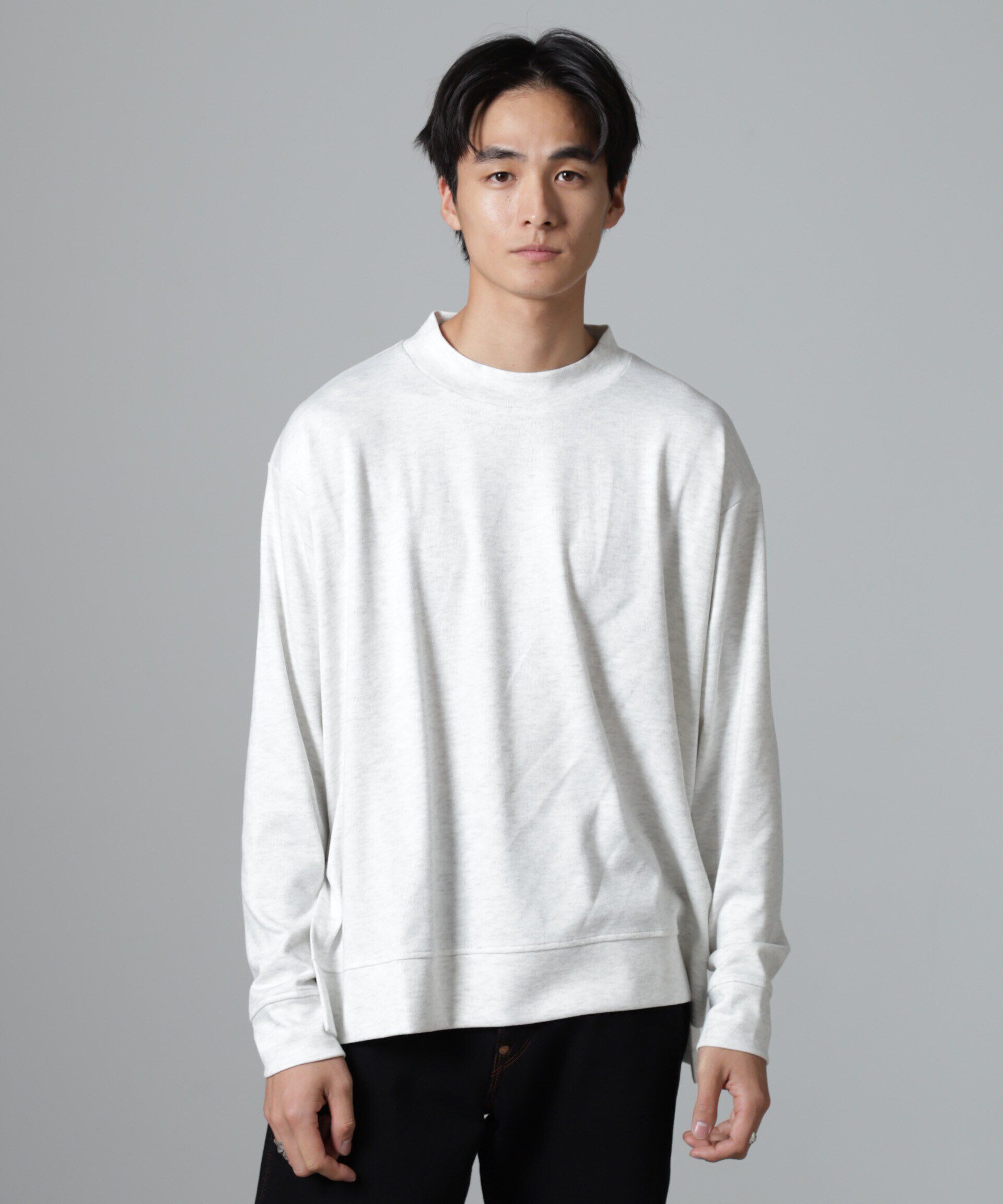 nano･universe「WEB限定/ストレッチテレコモックネックプルオーバー 長袖」|Tシャツ・カットソー|ホワイト