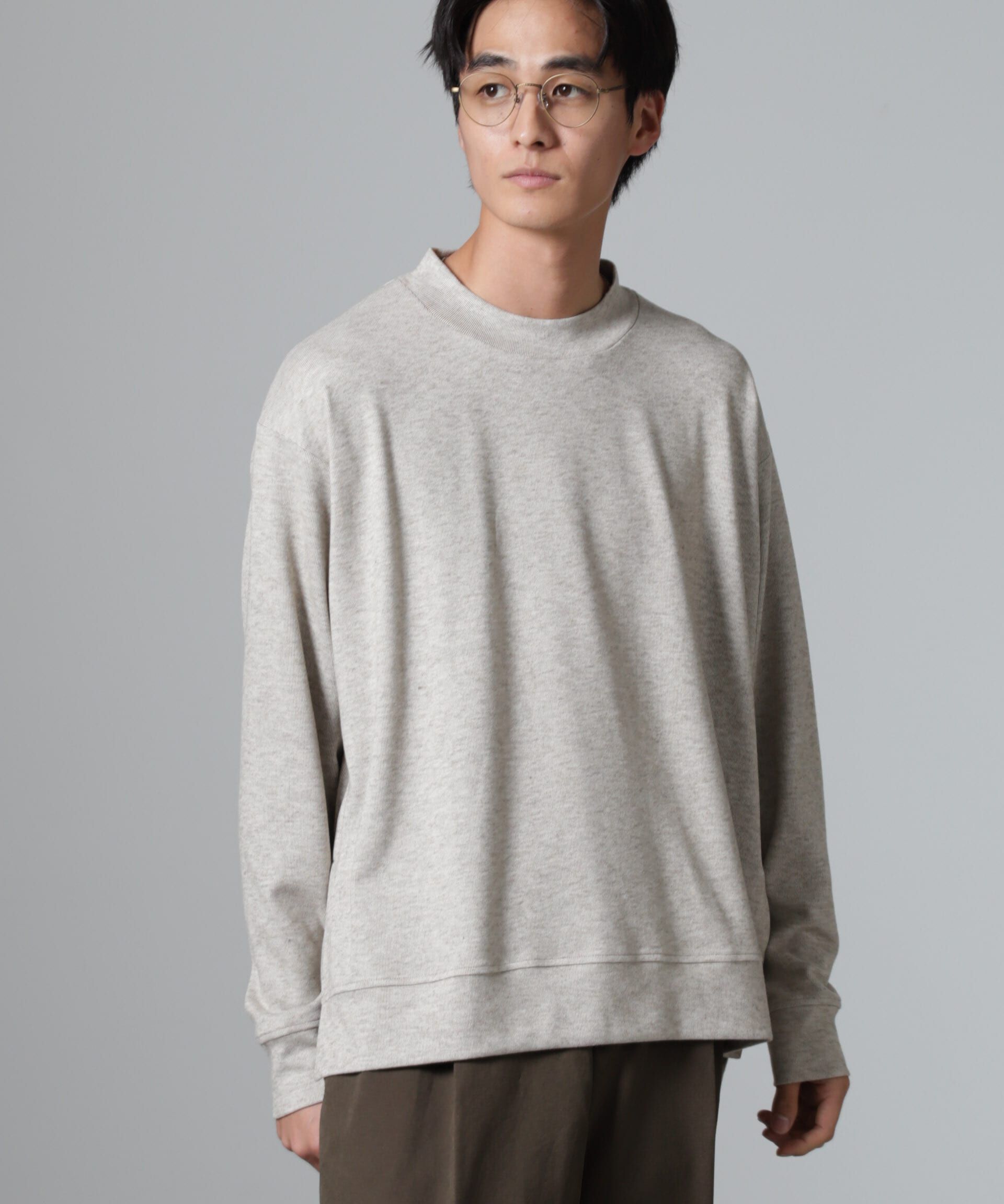 nano･universe「WEB限定/ストレッチテレコモックネックプルオーバー 長袖」|Tシャツ・カットソー|