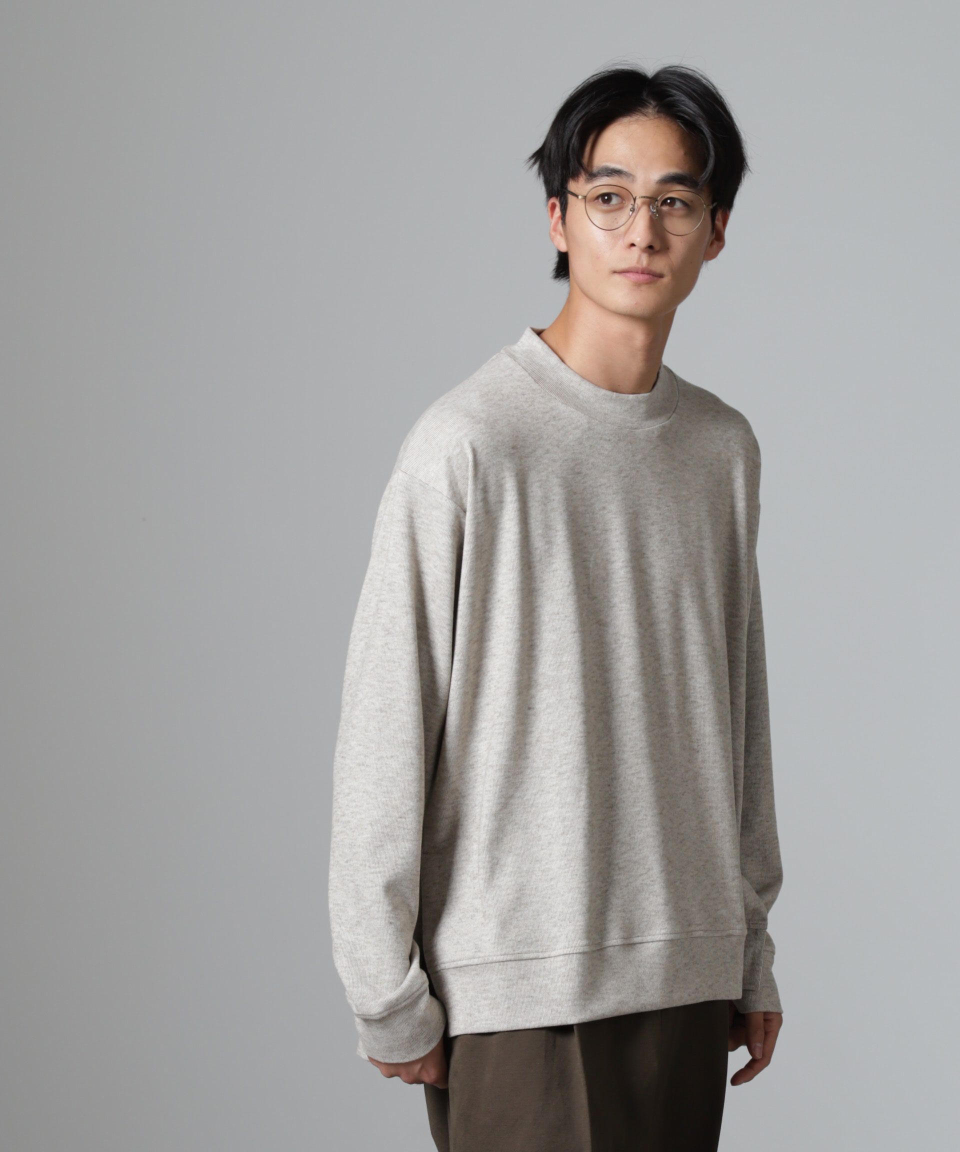 nano･universe「WEB限定/ストレッチテレコモックネックプルオーバー 長袖」|Tシャツ・カットソー|