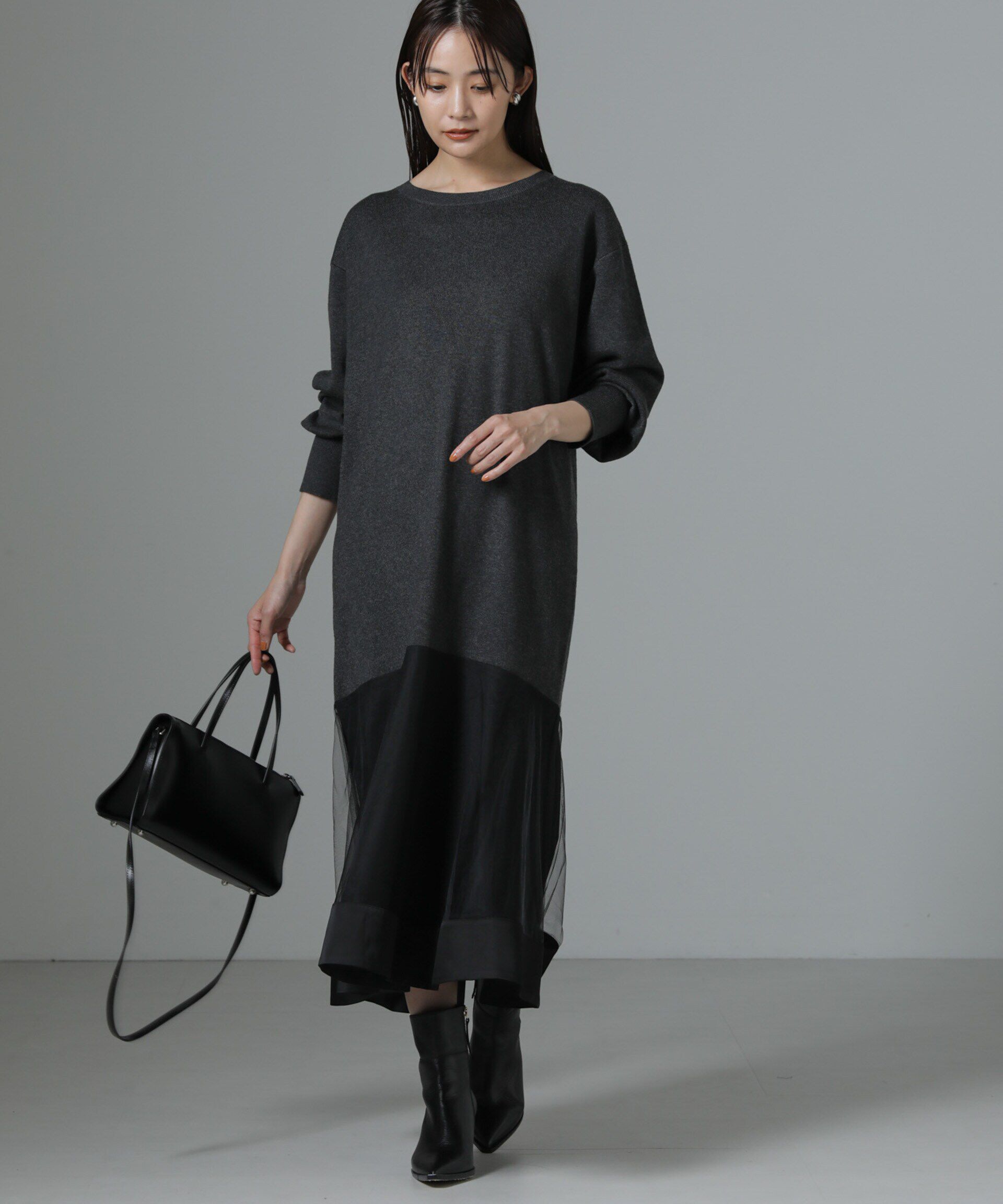 nano･universe「チュールスカートドッキングニットワンピース」|ワンピース|