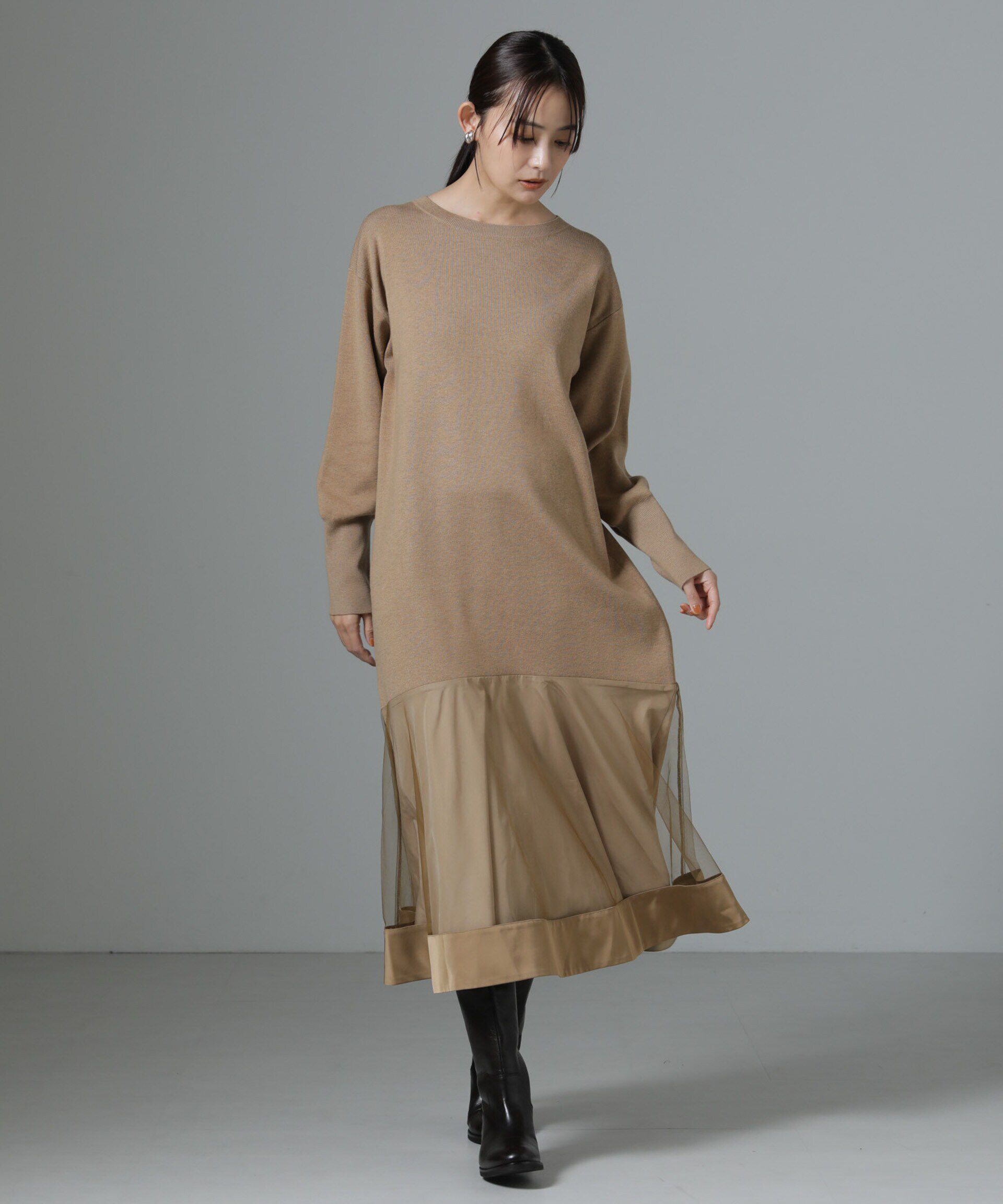 nano･universe「チュールスカートドッキングニットワンピース」|ワンピース|