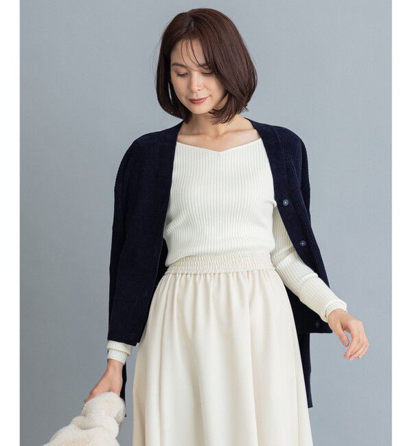 組曲「【WEB・一部店舗限定】モールミックスパターンニット カーディガン」|カーディガン|ネイビー系