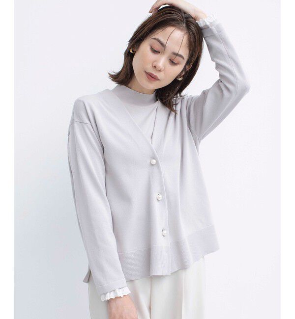 組曲「【2SET・WEB限定】パールボタン配色フリルツイン セット」|カーディガン|