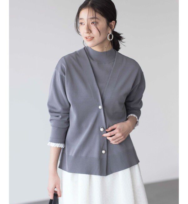 組曲「【2SET・WEB限定】パールボタン配色フリルツイン セット」|カーディガン|