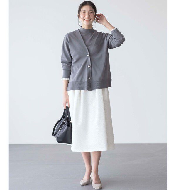 組曲「【2SET・WEB限定】パールボタン配色フリルツイン セット」|カーディガン|