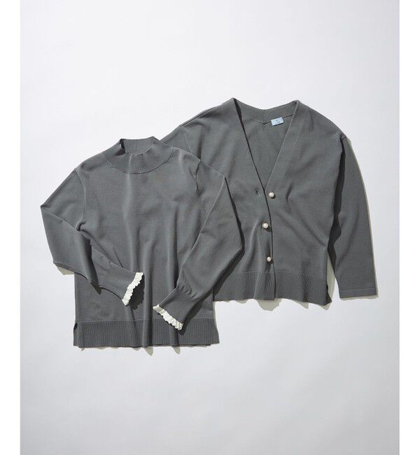 組曲「【2SET・WEB限定】パールボタン配色フリルツイン セット」|カーディガン|