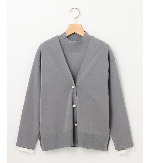 組曲「【2SET・WEB限定】パールボタン配色フリルツイン セット」|カーディガン|