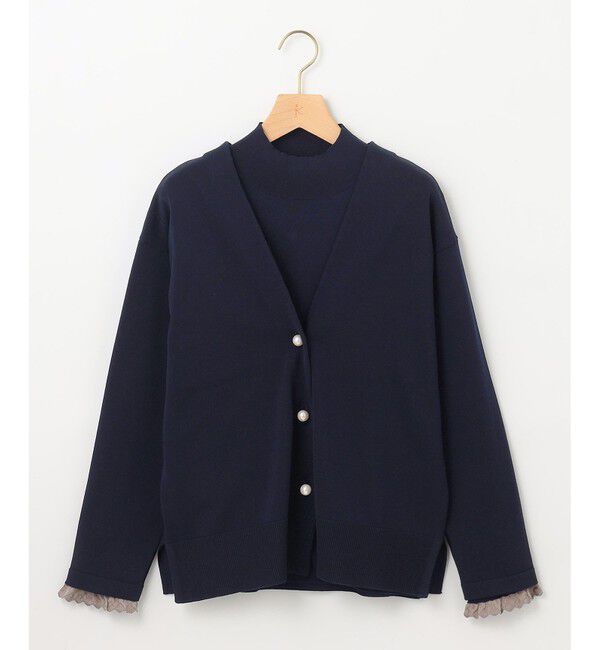 組曲「【2SET・WEB限定】パールボタン配色フリルツイン セット」|カーディガン|