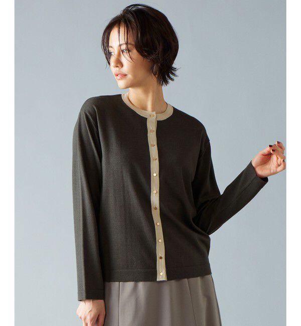 自由区「【アンサンブル対応・洗える】ウールシルク カーディガン」|カーディガン|スレート