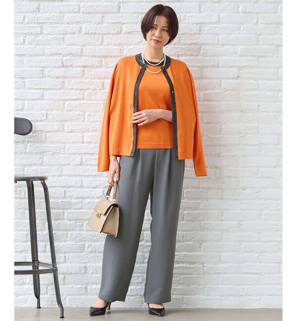 自由区「【アンサンブル対応・洗える】ウールシルク カーディガン」|カーディガン|