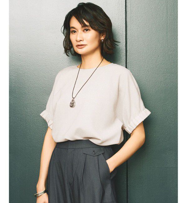 自由区「【カタログ掲載・洗える】ラスティックメッシュドルマンスリーブ Tブラウス」|シャツ・ブラウス|フラックス