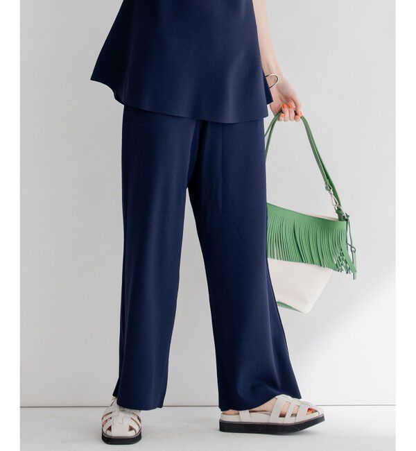 23区「【洗える】レーヨンポリエステルストレッチ ニット パンツ」|その他|ネイビー系