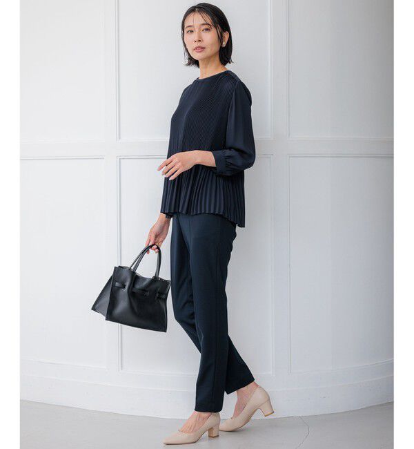 23区「【洗える】ライトバックサテンアムンゼン プリーツ ブラウス」|シャツ・ブラウス|