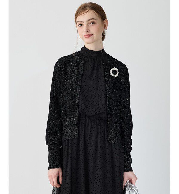 23区「【APPLAUDIR】スパングル コンパクトカーディガン」|カーディガン|ブラック系