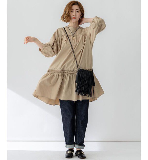 23区「【洗える】コンパクトライトクロス ピンタック チュニックワンピース」|ワンピース|