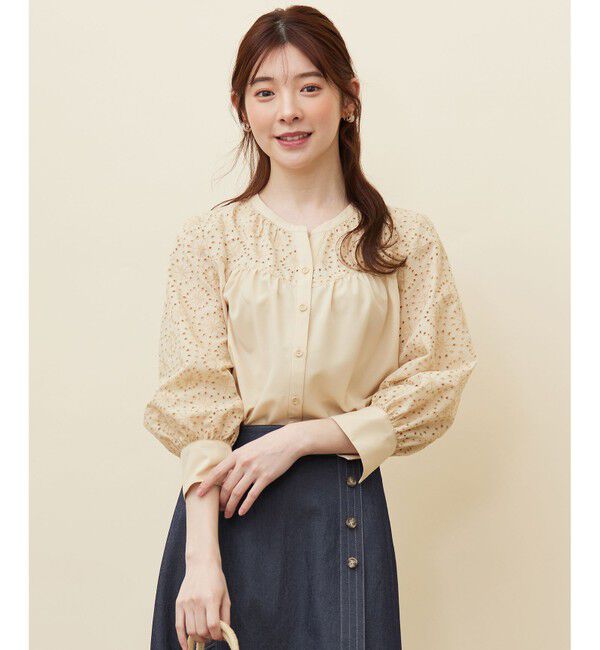 ANY SIS「【洗える】エンブロイダリーコンビ ブラウス」|シャツ・ブラウス|ﾗｲﾄｲｴﾛ