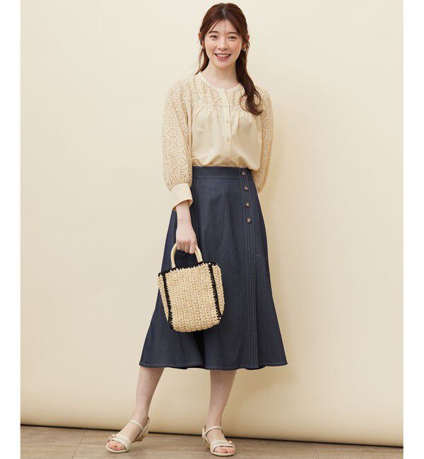 ANY SIS「【洗える】エンブロイダリーコンビ ブラウス」|シャツ・ブラウス|