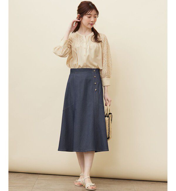 ANY SIS「【洗える】エンブロイダリーコンビ ブラウス」|シャツ・ブラウス|