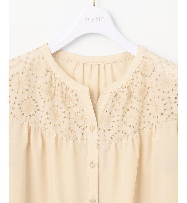 ANY SIS「【洗える】エンブロイダリーコンビ ブラウス」|シャツ・ブラウス|