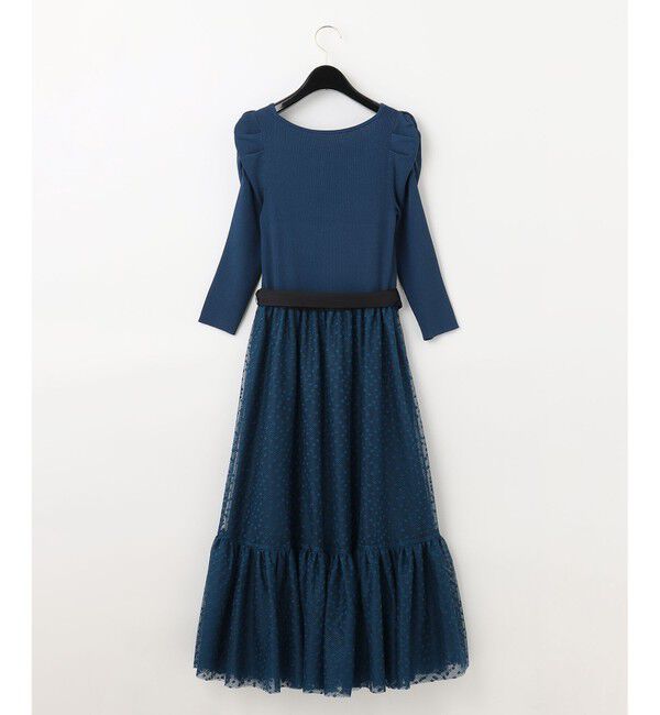  「チュールスカートニットワンピース」|ワンピース|