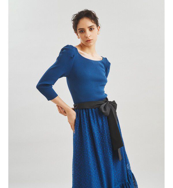  「チュールスカートニットワンピース」|ワンピース|