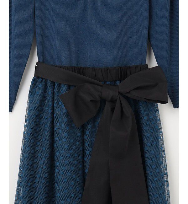  「チュールスカートニットワンピース」|ワンピース|