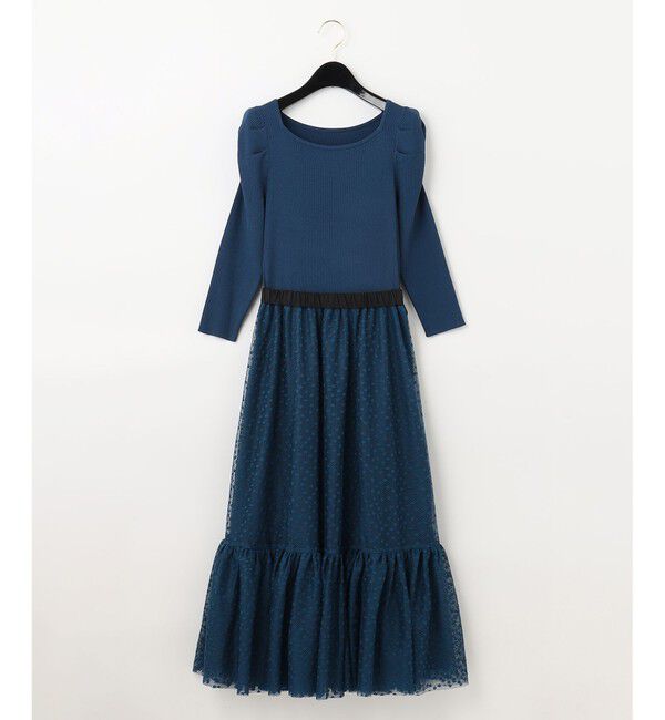  「チュールスカートニットワンピース」|ワンピース|