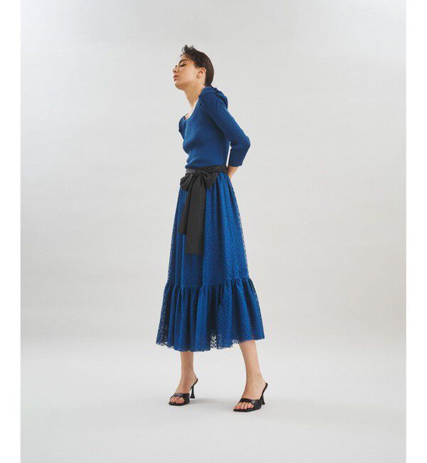  「チュールスカートニットワンピース」|ワンピース|