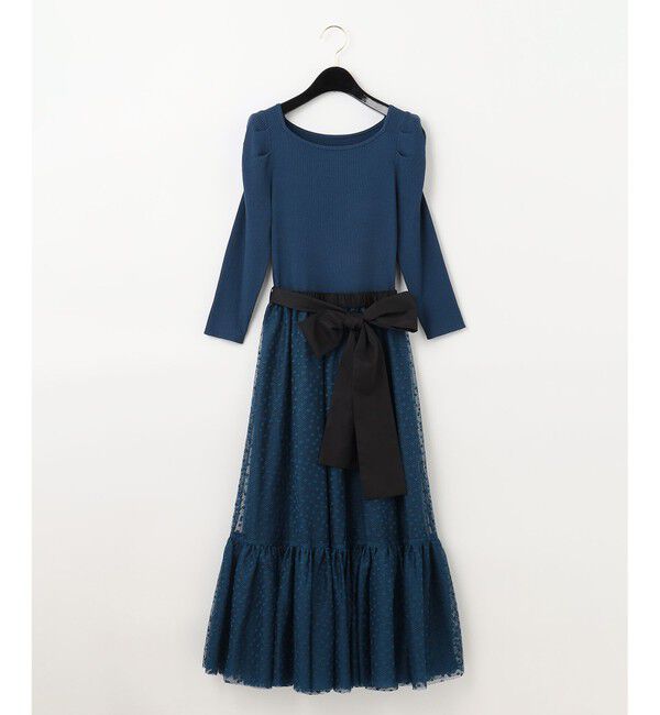  「チュールスカートニットワンピース」|ワンピース|