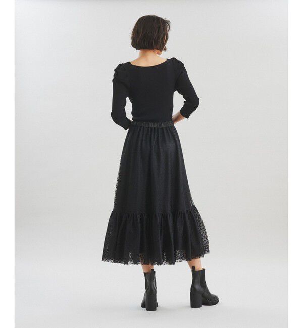  「チュールスカートニットワンピース」|ワンピース|