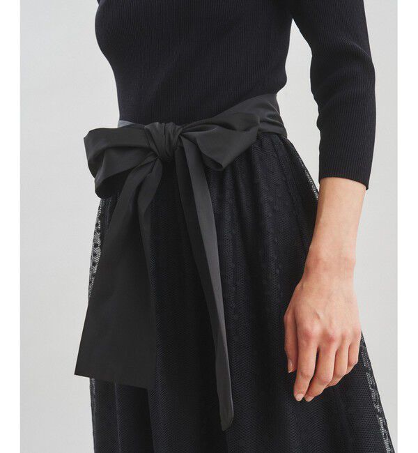  「チュールスカートニットワンピース」|ワンピース|